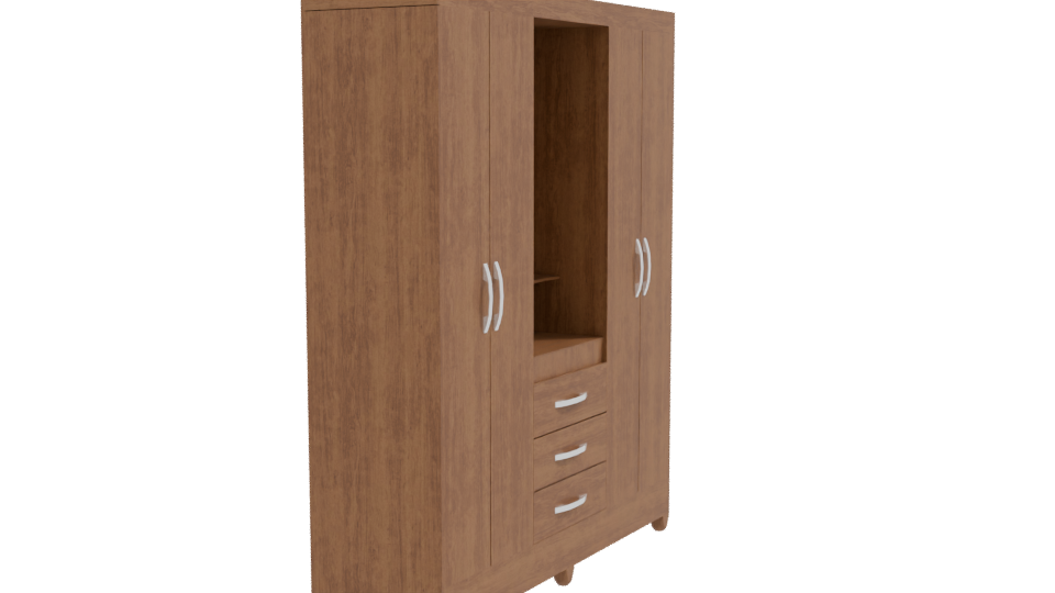 Wooden 4-Door Cabinet 3D Model - Professional 3D Model Render 9