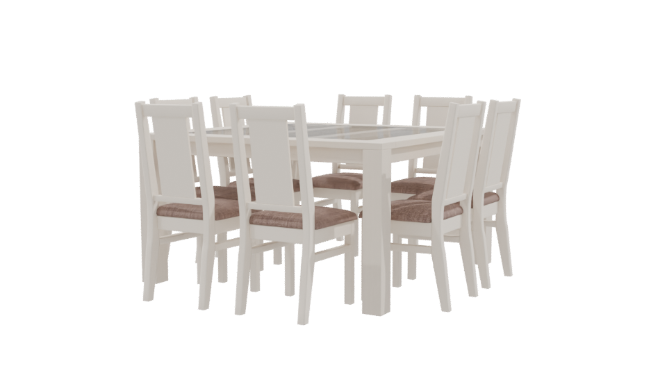 Stylish White Dining Table Set 3D Model - Professional 3D Model Render 9