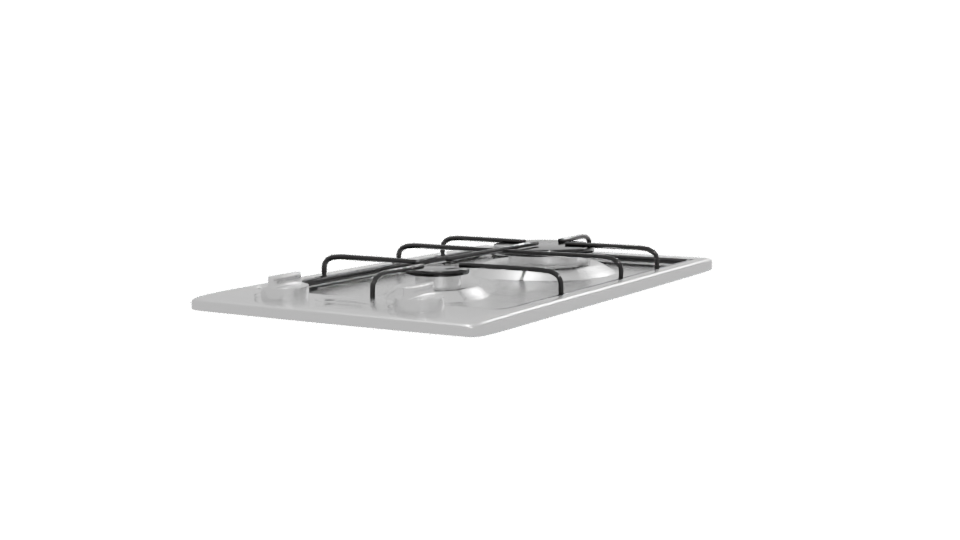 Sleek Stainless Steel Gas Cooktop 3D Model - Professional 3D Model Render 12