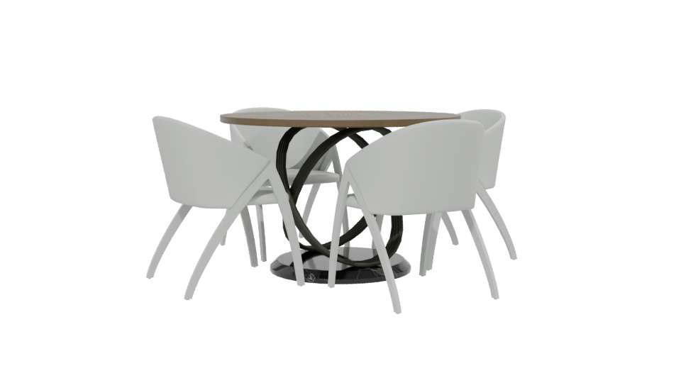Modern Round Table Set 3D - Professional 3D Model Render 13