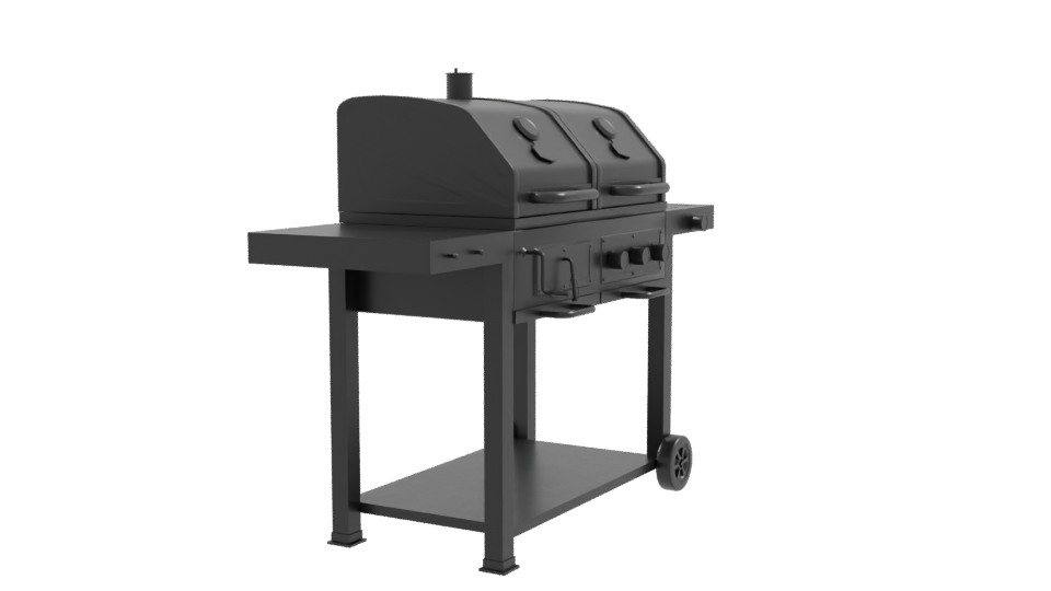 Stylish Dual Chamber BBQ Grill 3D Model - Professional 3D Model Render 9
