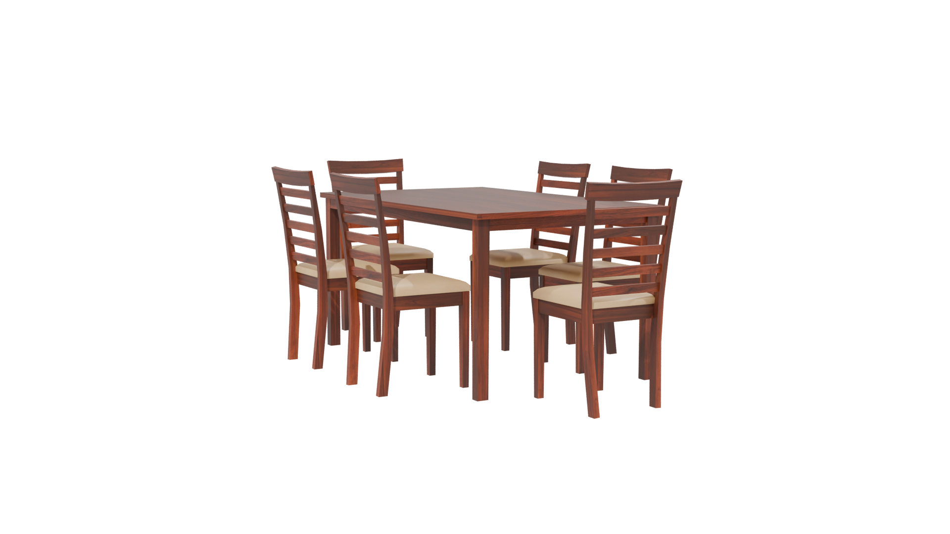 Wooden Dining Table Set 3D - Professional 3D Model Render 13