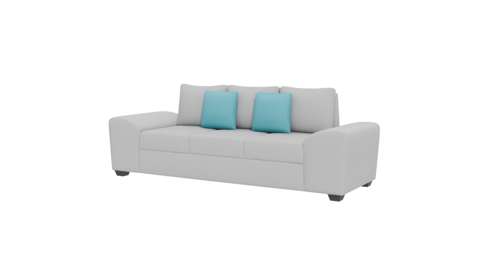 Modern Minimalist White Sofa with Teal Cushions 3D Model - Professional 3D Model Render 12