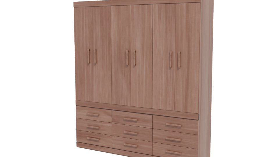 Stylish Wooden Wardrobe Model - Professional 3D Model Render 12