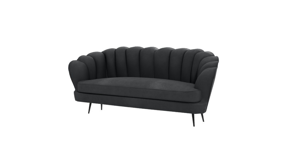 Chic Black Velvet Sofa Model - Professional 3D Model Render 12