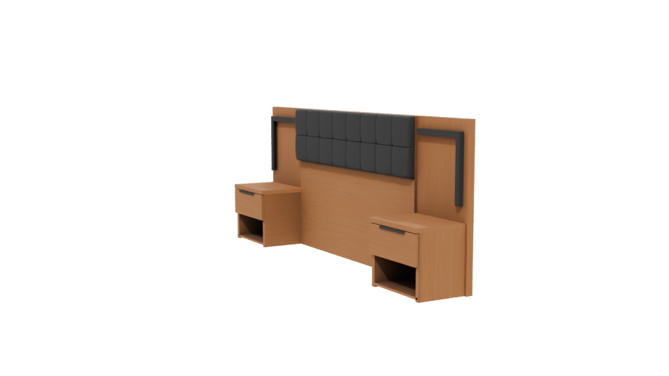 Stylish Wooden Bedroom Headboard Set - Professional 3D Model Render 13