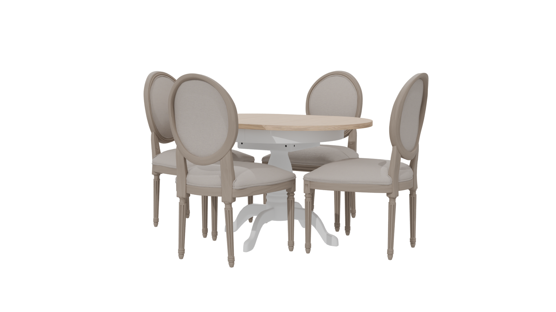 Elegant Round Dining Table with Upholstered Chairs 3D Model - Professional 3D Model Render 6