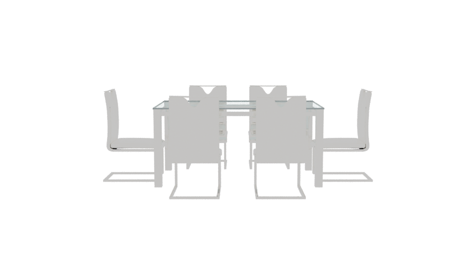 Modern Glass Dining Table Set - Professional 3D Model Render 11