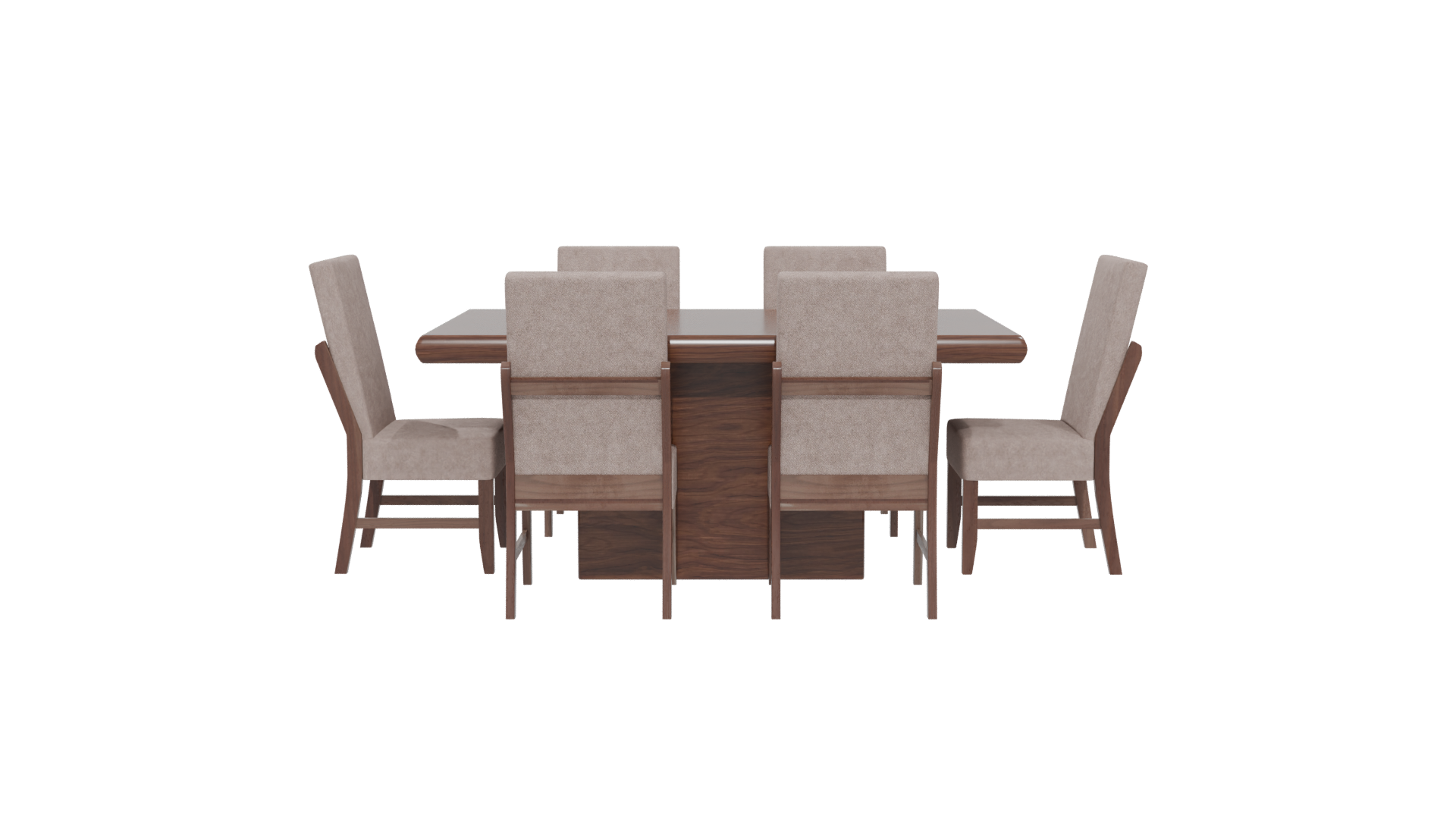Stylish Wooden Dining Table Set - Professional 3D Model Render 14