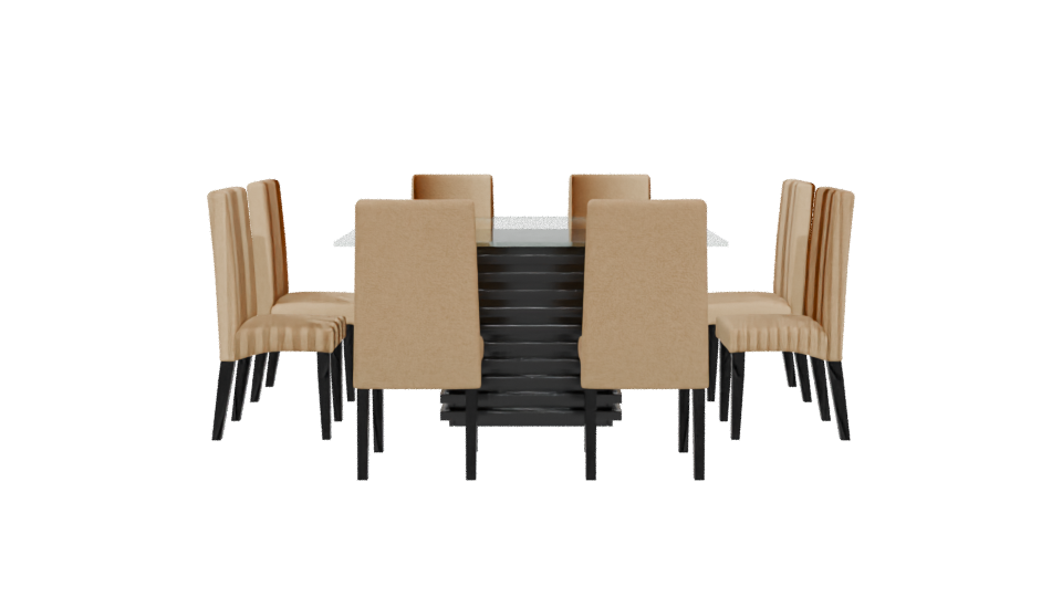 Elegant Glass Dining Table with Upholstered Chairs - Professional 3D Model Render 5