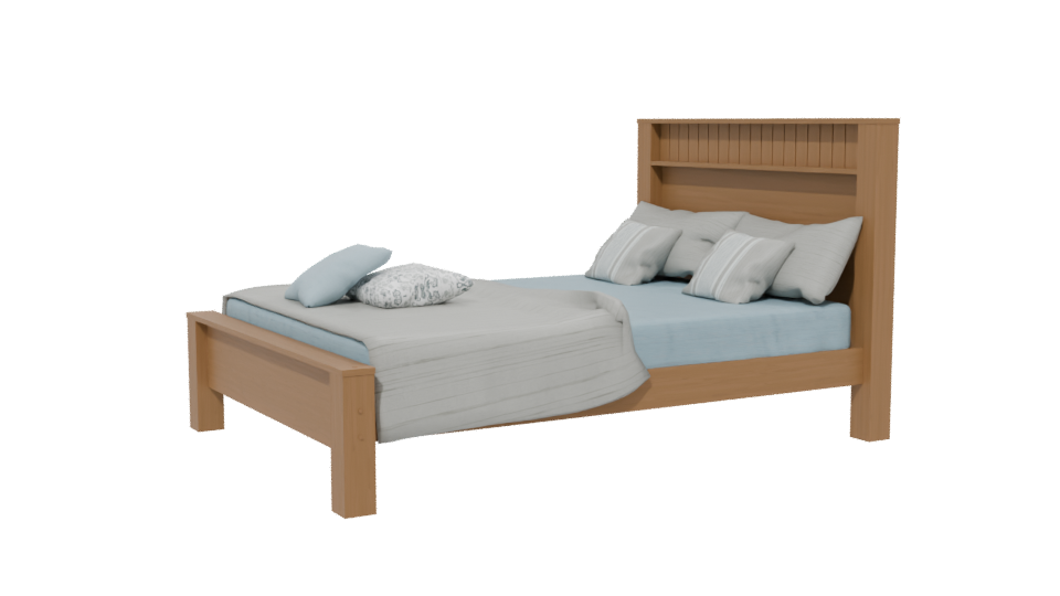 Stylish Wooden Bed 3D Model - Professional 3D Model Render 13