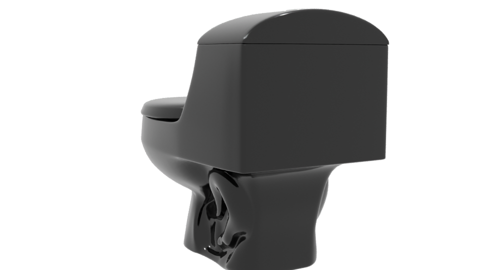 Modern Black One-Piece Toilet 3D - Professional 3D Model Render 4