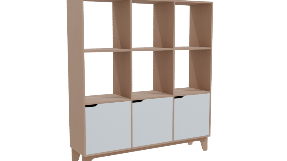 Minimalist Wooden Bookshelf 3D - Professional 3D Model Render 10