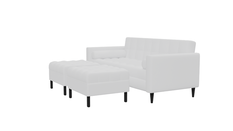 White Retro Sofa with Poufs 3D - Professional 3D Model Render 13