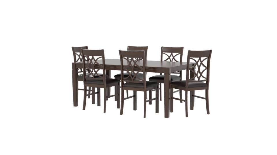 Elegant Wooden Dining Table Set - Professional 3D Model Render 6