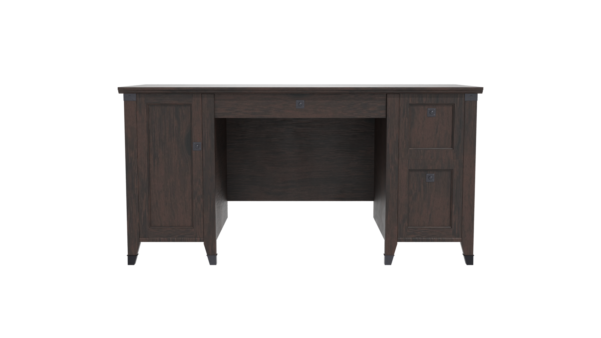 Elegant Wooden Office Desk Model - Professional 3D Model Render 11