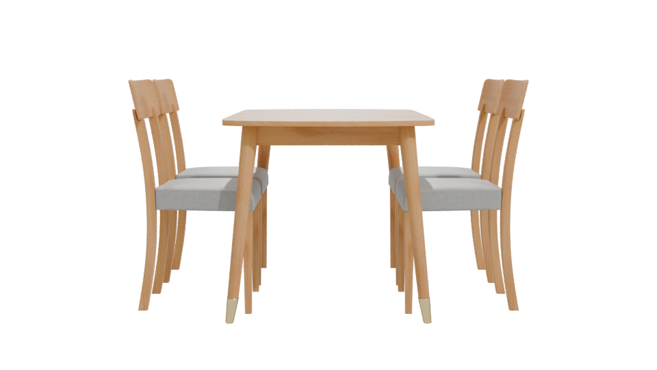 Stylish Wooden Dining Table Set - Professional 3D Model Render 11