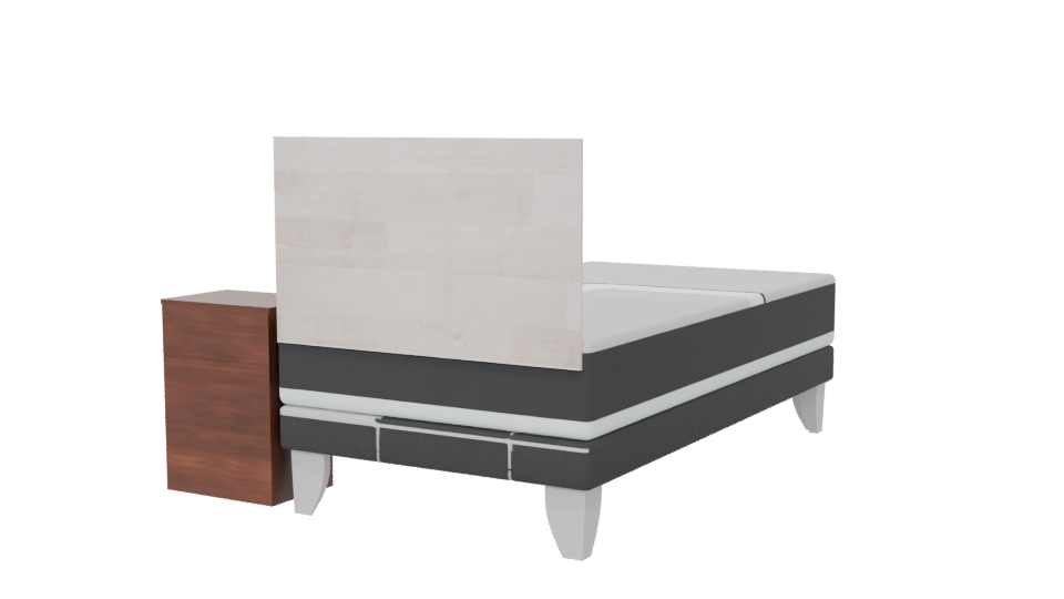 Stylish Minimalist Bed with Nightstand 3D Model - Professional 3D Model Render 6