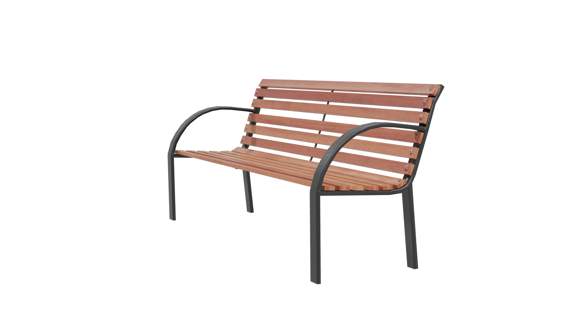 Elegant Outdoor Park Bench 3D - Professional 3D Model Render 4