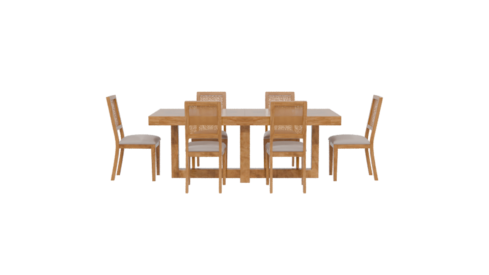 Stylish Wooden Dining Set 3D - Professional 3D Model Render 5