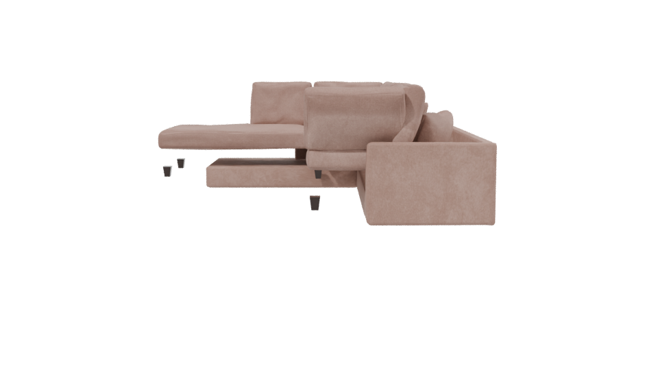 Contemporary L-Shaped Sofa Model - Professional 3D Model Render 2