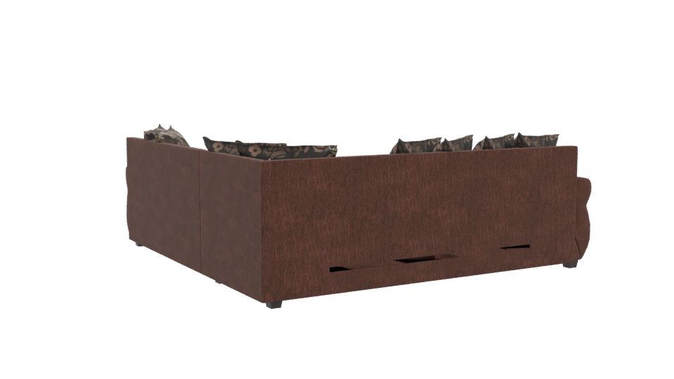 Bolonia Coffee Fabric Sectional Sofa 3D - Professional 3D Model Render 4