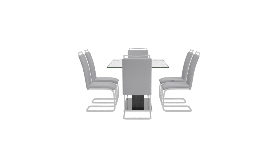 Modern Glass Dining Table Set - Professional 3D Model Render 11