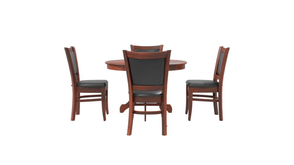 Stylish Round Wooden Dining Set - Professional 3D Model Render 8