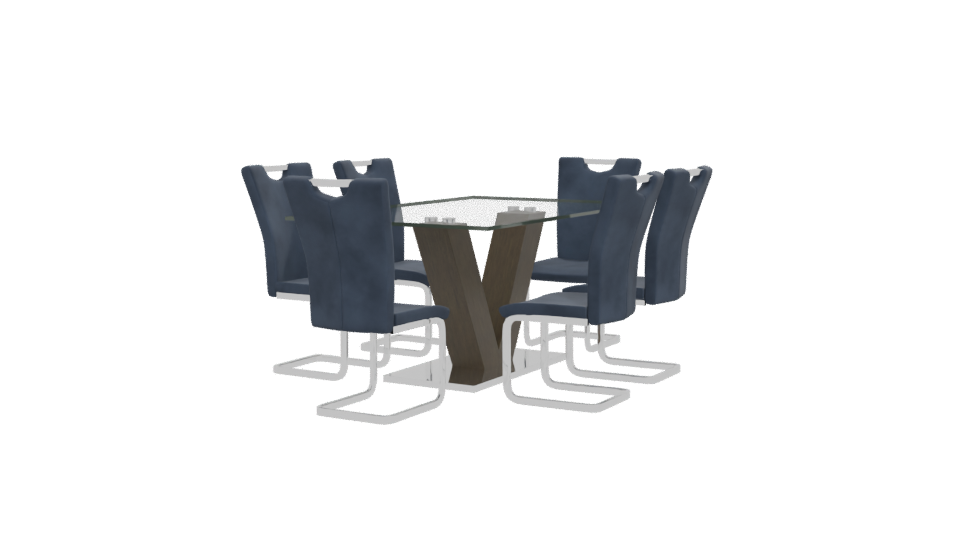 Modern Glass Dining Table Set - Professional 3D Model Render 12