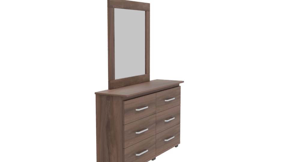 Stylish Wooden Dresser with Mirror - Professional 3D Model Render 9