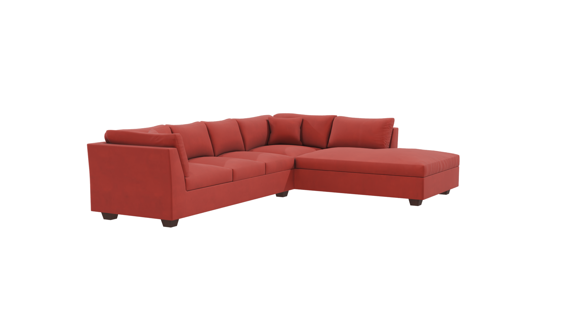 Red Velvet Sectional Sofa 3D - Professional 3D Model Render 9