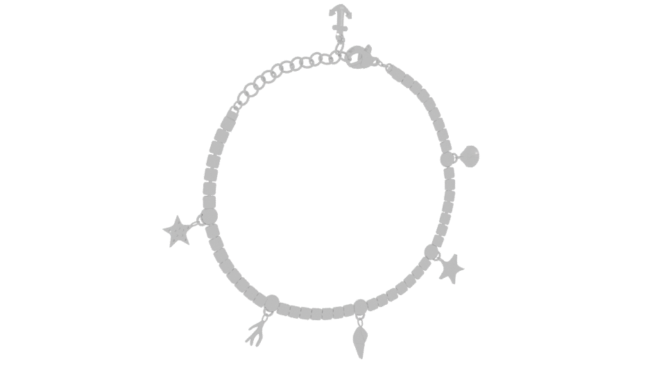 Silver Charm Bracelet 3D Model - Professional 3D Model Render 4