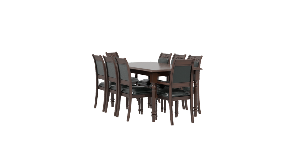 Elegant Wooden Dining Set 3D Model - Professional 3D Model Render 4