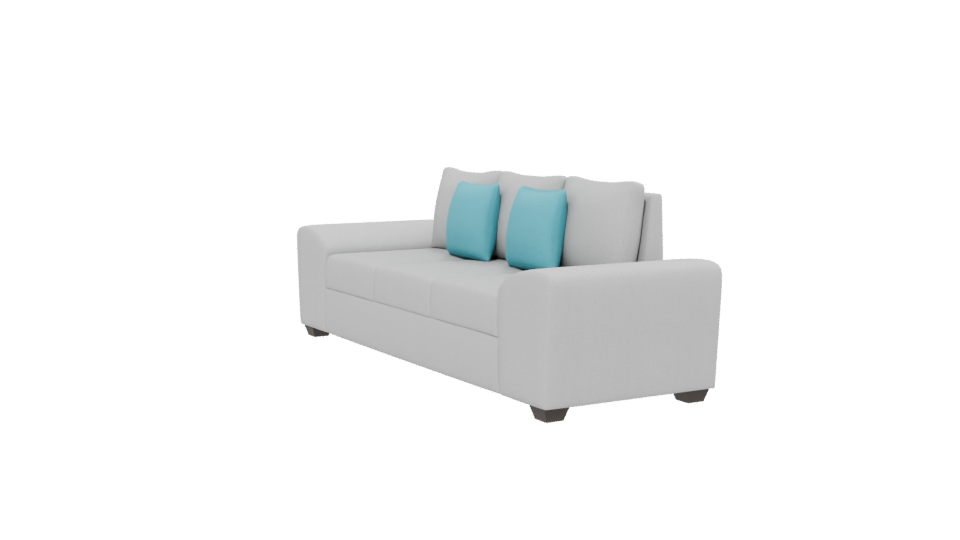 Modern Minimalist White Sofa with Teal Cushions 3D Model - Professional 3D Model Render 13