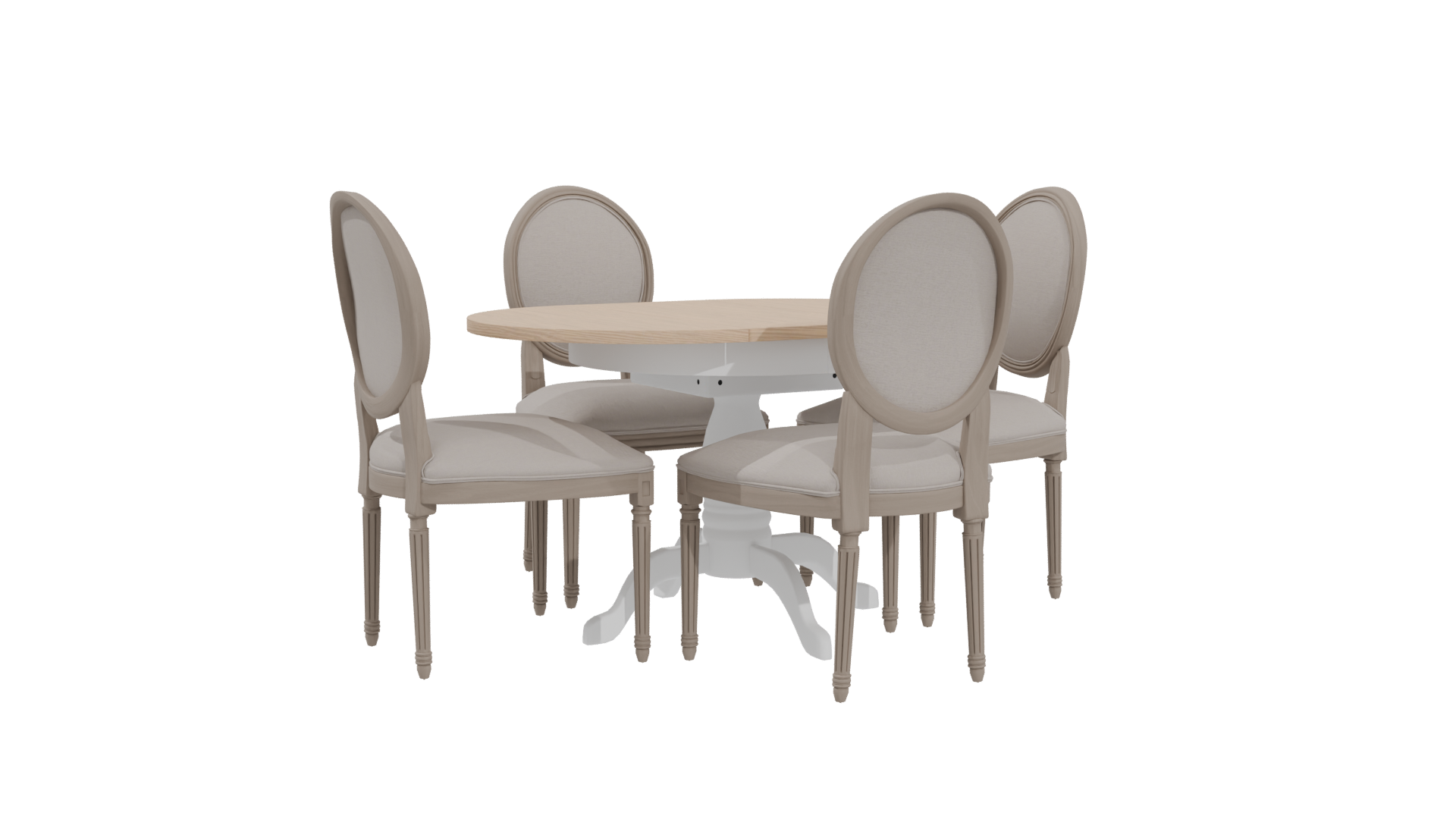 Elegant Round Dining Table with Upholstered Chairs 3D Model - Professional 3D Model Render 4