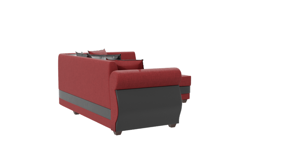 Stylish Red Fabric Sofa with Cushions 3D Model - Professional 3D Model Render 7
