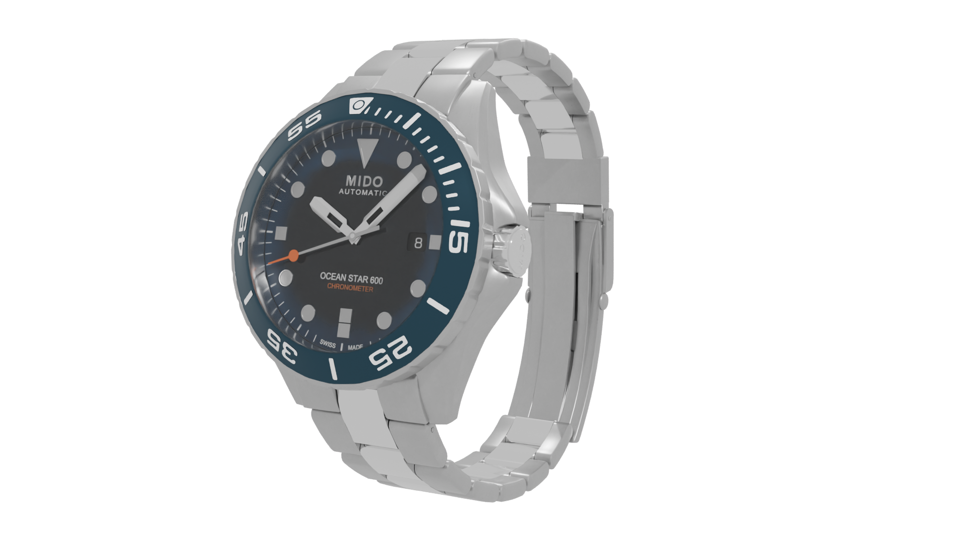 Stainless Steel Diving Watch Model - Professional 3D Model Render 12