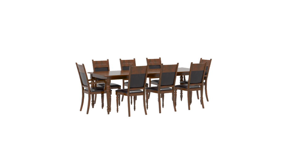 Elegant Wooden Dining Table Set 3D Model - Professional 3D Model Render 13