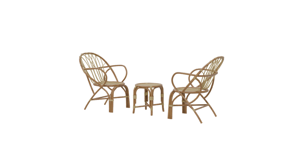 Stylish Rattan Furniture Set - Professional 3D Model Render 6