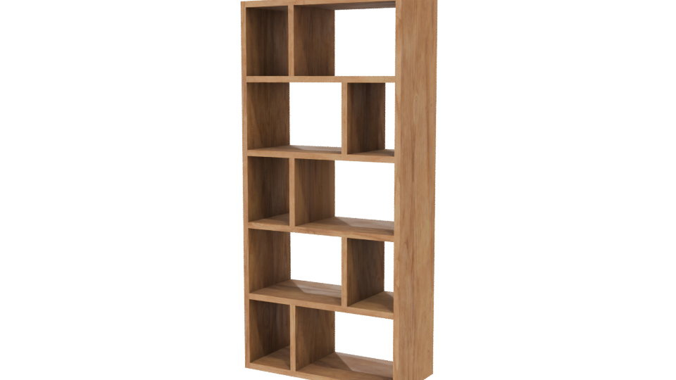 Contemporary Wooden Bookshelf Model - Professional 3D Model Render 6