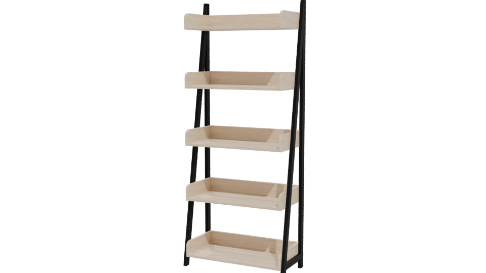 Minimalist Wooden Bookshelf Model - Professional 3D Model Render 12