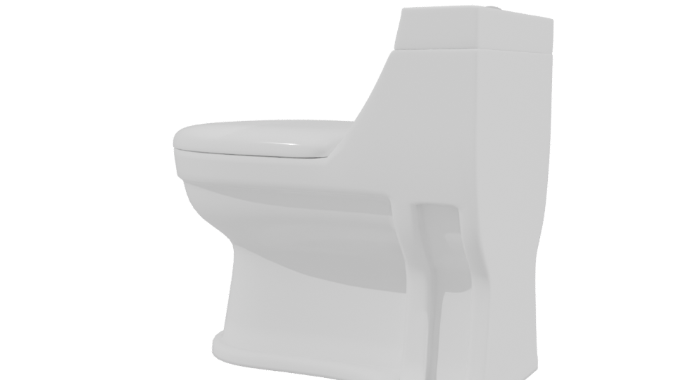 One Piece White Toilet 3D - Professional 3D Model Render 3