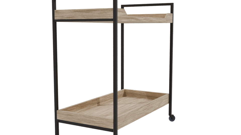 Stylish Wooden Serving Cart 3D - Professional 3D Model Render 9