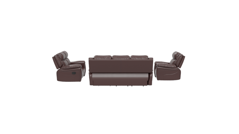 Elegant Reclining Leather Sofa Set - Professional 3D Model Render 5