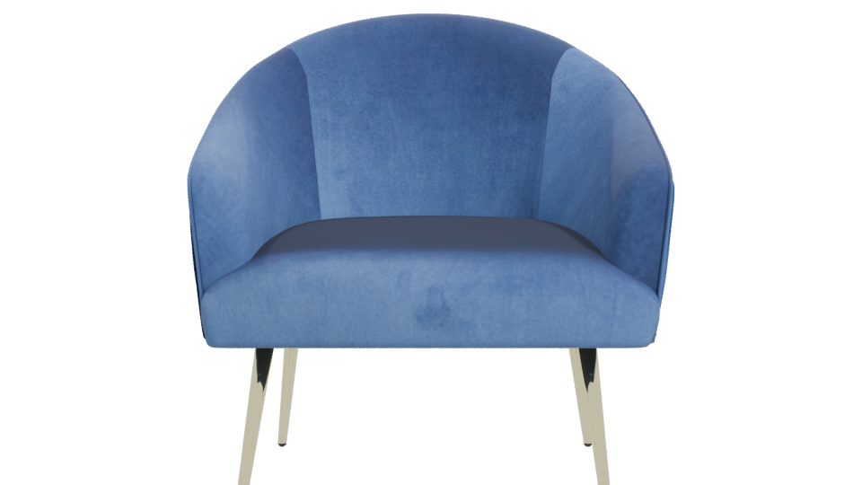Stylish Blue Velvet Chair Model - Professional 3D Model Render 11