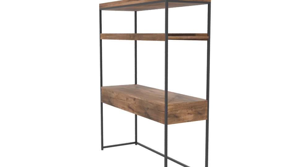 Stylish Industrial Wooden Display Shelf 3D Model - Professional 3D Model Render 13