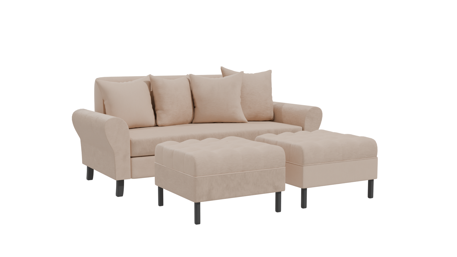 Elegant Modern Fabric Sofa with Cushions 3D Model - Professional 3D Model Render 10