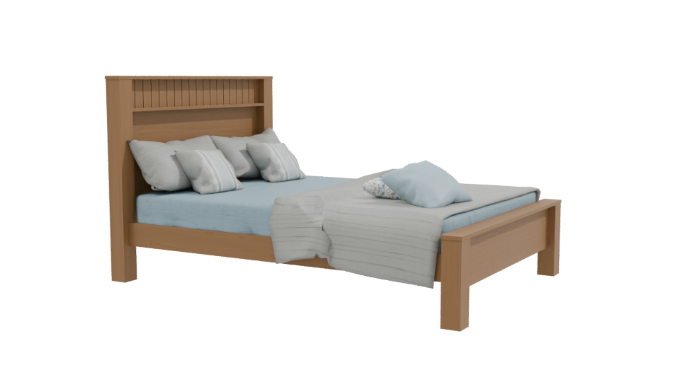Stylish Wooden Bed 3D Model - Professional 3D Model Render 9