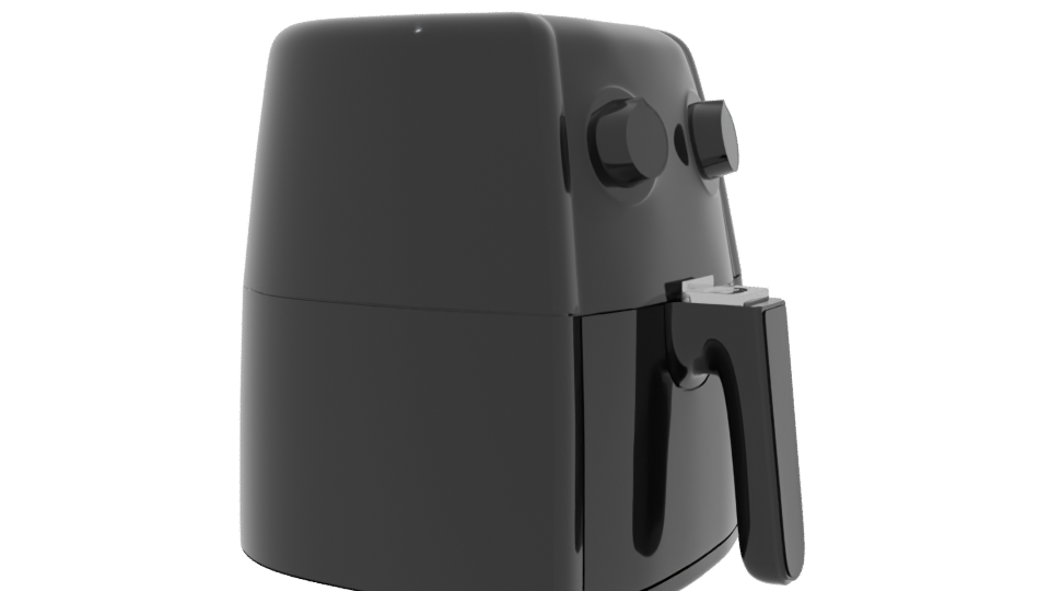 Stylish Black Air Fryer 3D Model for Kitchen Scenes - Professional 3D Model Render 9