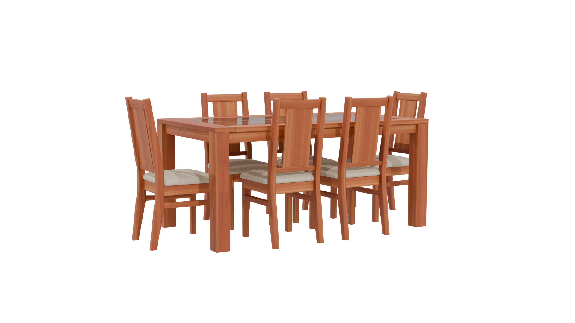 Elegant Wooden Dining Set 3D - Professional 3D Model Render 13